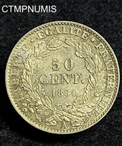 ,MONNAIE,50,CENTIMES,ARGENT,CERES,1894,SPL,