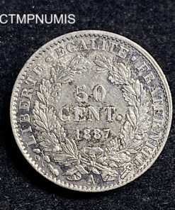 ,MONNAIE,50,CENTIMES,ARGENT,CERES,1887,SPL,