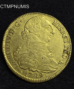 ,MONNAIE,COLOMBIE,8,ESCUDOS,OR,1789,POPAYAN,CHARLES,IV,