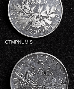 ,MONNAIE,5,FRANCS,SEMEUSE,ARGENT,2001,BU,SUP,