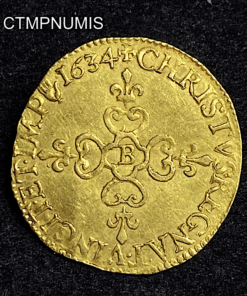 ,MONNAIE,LOUIS,XIII,ECU,OR,SOLEIL,1634,ROUEN,