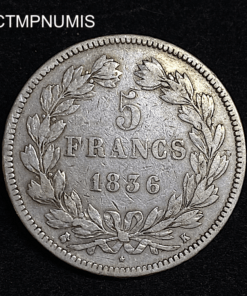 ,MONNAIE,5,FRANCS,ARGENT,LOUIS,PHILIPPE,1836,K,BORDEAUX,