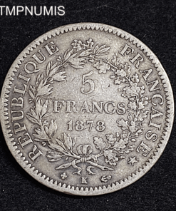 ,MONNAIE,5,FRANCS,ARGENT,HERCULE,1878,K,BORDEAUX,