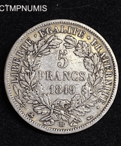 ,MONNAIE,5,FRANCS,ARGENT,CERES,1849,BB,STRASBOURG,