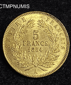 ,5,FRANCS,OR,NAPOLEON,1854,TRANCHE,STRIEE,