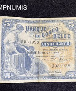 ,BILLET,CONGO,BELGE,5,FRANCS,1944,