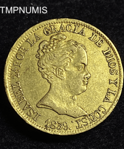 ,MONNAIE,ESPAGNE,80,REALES,OR,1839,BARCELONE,