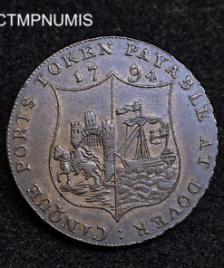 ,TOKEN,ROYAUME,UNI,1/2,PENNY,KENT,DOUVRES,WILLIAM,PITT,1794,