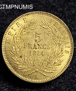 ,MONNAIE,5,FRANCS,OR,NAPOLEON,1854,TRANCHE,STRIEE,