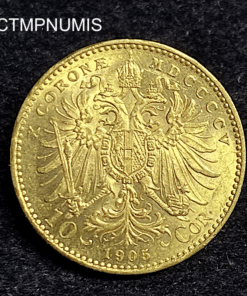 ,MONNAIE,AUTRICHE,10,CORONA,OR,1905,