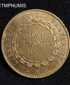 ,MONNNAIE,100,FRANCS,OR,GENIE,1907,