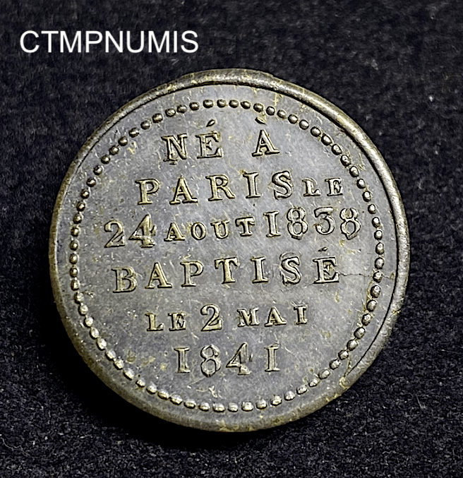 ,MEDAILLE,ARGENT,LOUIS,ALBERT,BAPTEME,1841,PHILIPPE,