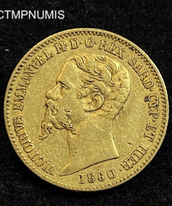 ,MONNAIE,ITALIE,20,LIRE,OR,1860,GENES,