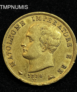 ,MONNAIE,ITALIE,40,LIRE,OR,NAPOLEON,1814,M,MILAN,
