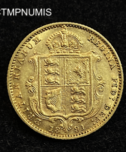 ,MONNAIE,ROYAUME,UNI,1/2,SOUVERAIN,1891,OR,