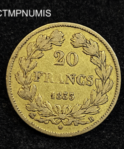 ,MONNAIE,20,FRANCS,OR,LOUIS,PHILIPPE,1833,B,ROUEN,