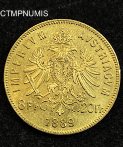 ,MONNAIE,AUTRICHE,20,FRANCS,8,FLORIN,1889,