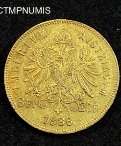 ,MONNAIE,AUTRICHE,20,FRANCS,8,FLORIN,1886,