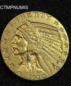 ,MONNAIE,ETATS,UNIS,5,DOLLAR,OR,INDIEN,1910,