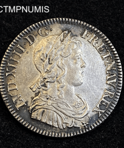 ,MONNAIE,LOUIS,XIV,1/4,ECU,ARGENT,MECHE,LONGUE,1648,LIS,