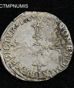 ,MONNAIE,1/8,ECU,ARGENT,HENRI,IV,1603,E,TOURS,