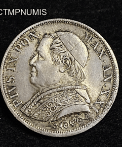,MONNAIE,VATICAN,1,LIRE,ARGENT,1866,ROME,