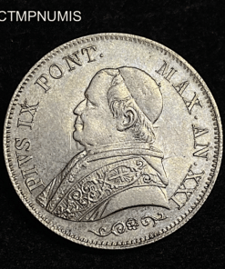 ,MONNAIE,VATICAN,1,LIRE,ARGENT,PIE,IX,1866,R,ROME,