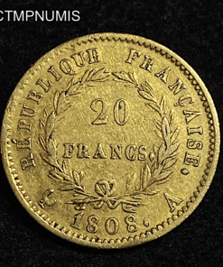 ,MONNAIE,20,FRANCS,OR,NAPOLEON,I°,1808,