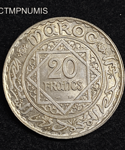 ,MONNAIE,MAROC,20,FRANCS,ARGENT,1352,SUP,