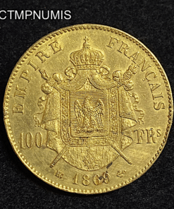 ,MONNAIE,100,FRANCS,OR,NAPOLEON,III,1869,BB,STRASBOURG,