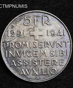 ,MONNAIE,SUISSE,5,FRANCS,ARGENT,1941,BERNE,