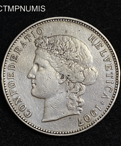 ,MONNAIE,SUISSE,5,FRANCS,ARGENT,1907,BERNE,