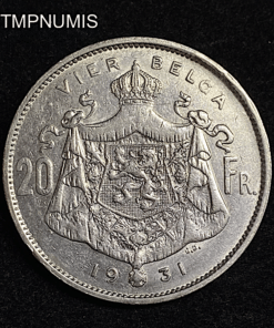 ,MONNAIE,BELGIQUE,20,FRANCS,1931,FLAMAND,ALBERT,
