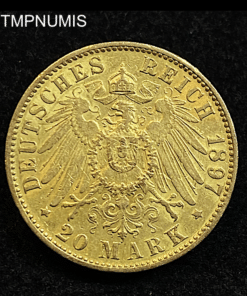 ,COIN,GERMANY,20,MARK,GOLD,HAMBURG,1897,