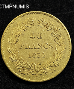 ,MONNAIE,40,FRANCS,OR,LOUIS,PHILIPPE,1834,L,BAYONNE,