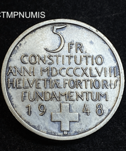 ,MONNAIE,SUISSE,5,FRANCS,ARGENT,SUISSE,1948,