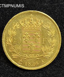 ,MONNAIE,40,FRANCS,OR,CHARLES,X,1824,